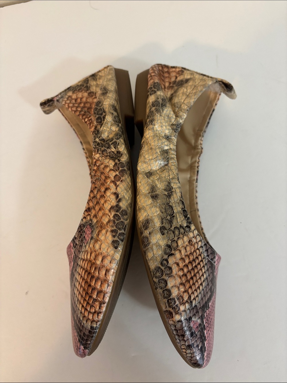 Vince Comuto Leather Snakeskin Ballet Flats Size 7.5 M - Picture 5 of 14